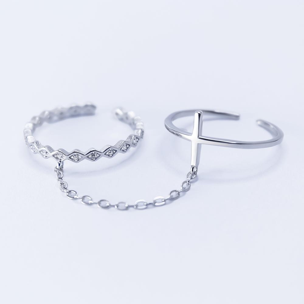 Серебряное кольцо двойное (k2cr-50)