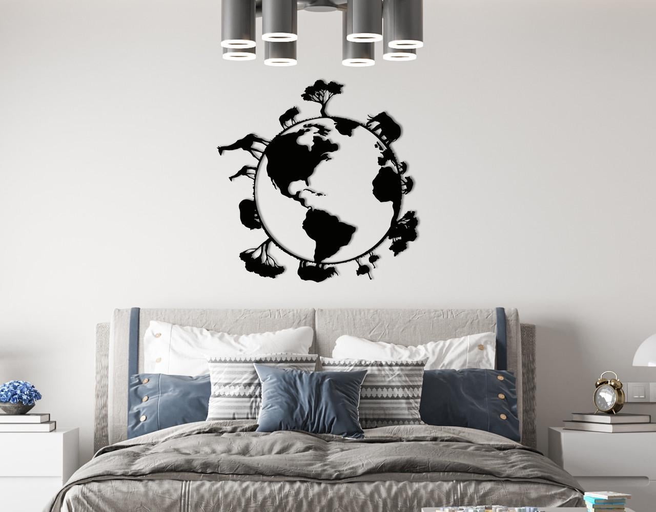 Декоративное панно на стену Upwood Decor Globe Trees 30х30 см Black (1521673411)