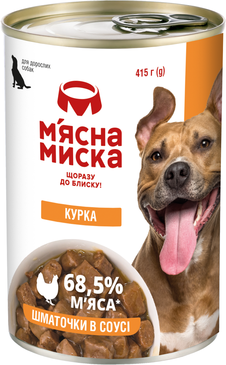 Корм влажный для взрослых собак Мясная миска кусочки в соусе с курицей 415 г (52538)