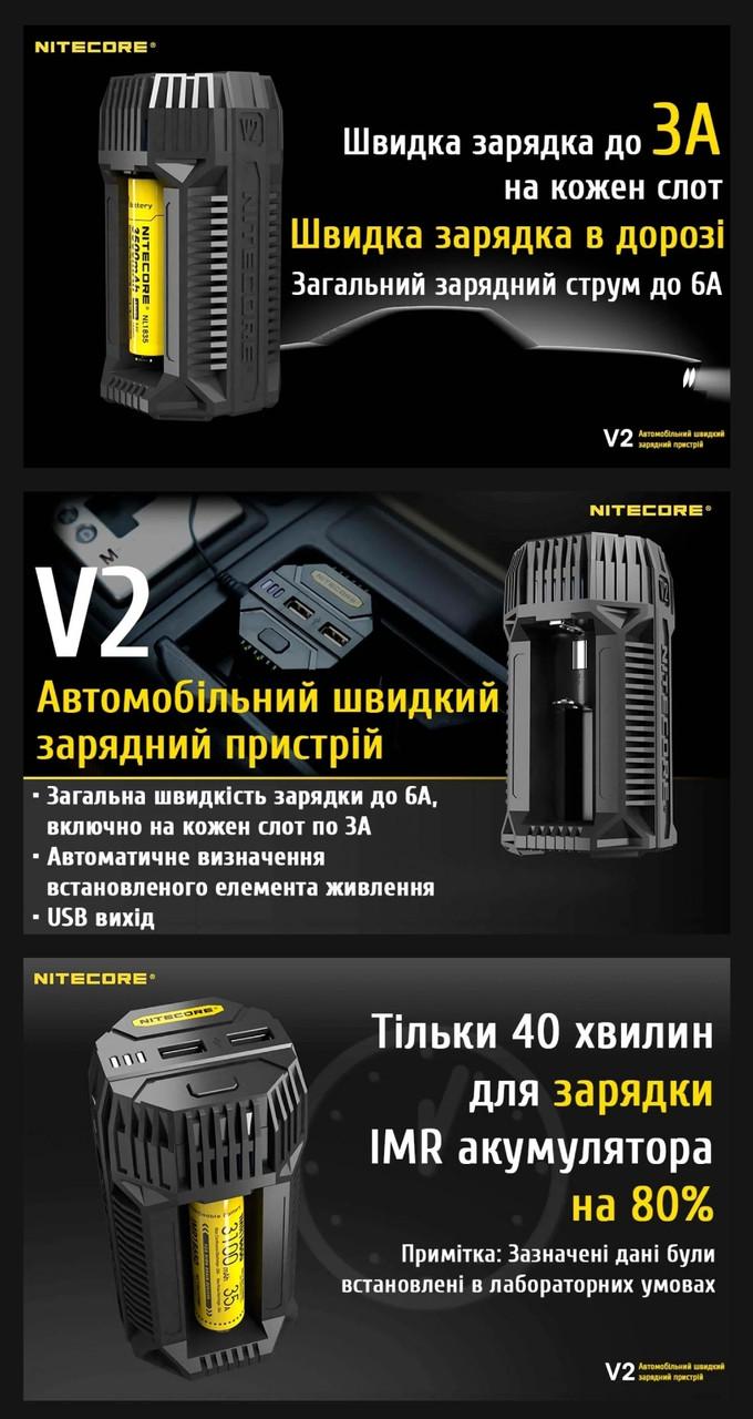 Зарядний пристрій автомобільний Nitecore V2 (010409) - фото 3