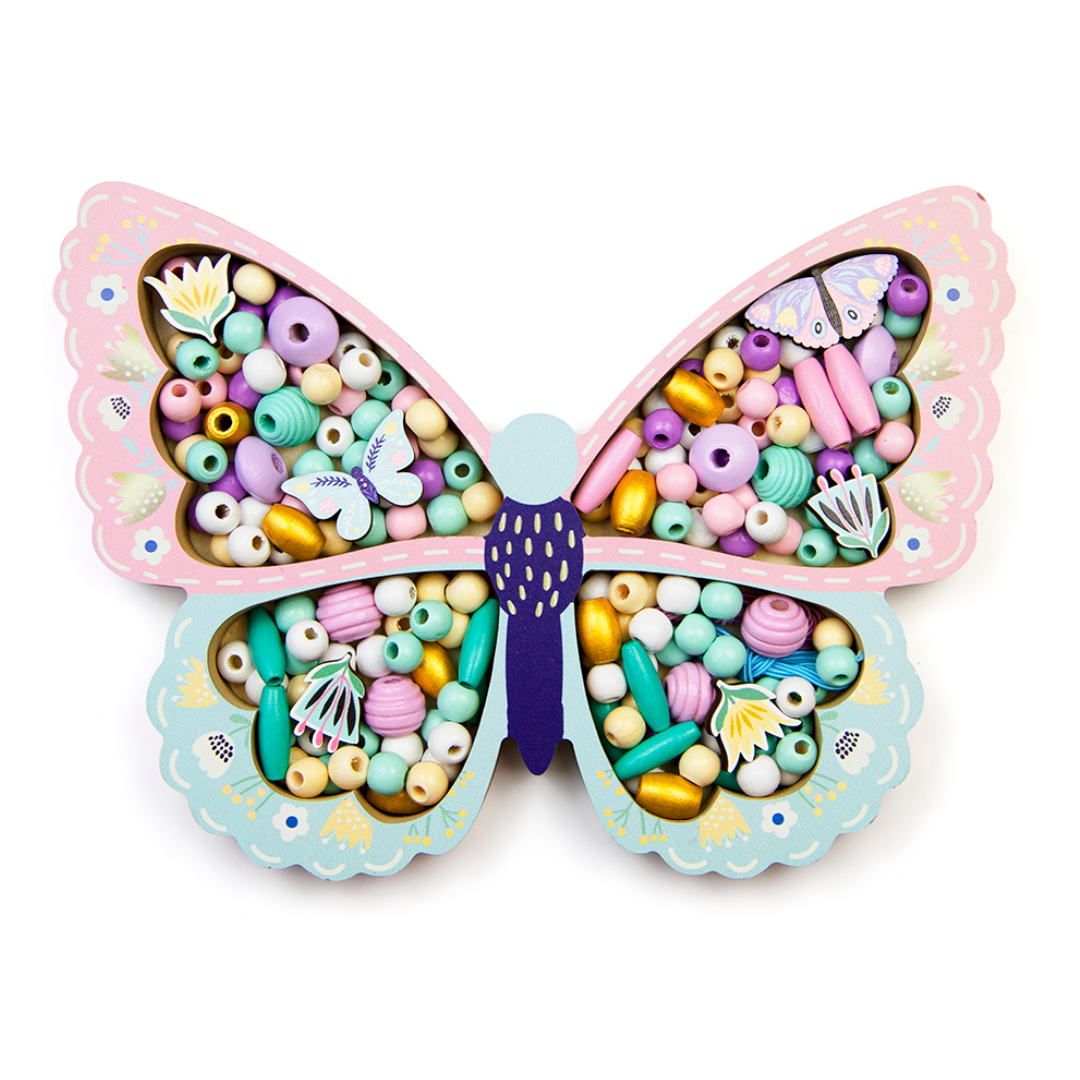 Набор бусин для детских браслетов Бабочка для творчества и рукоделия подарочный для девочек