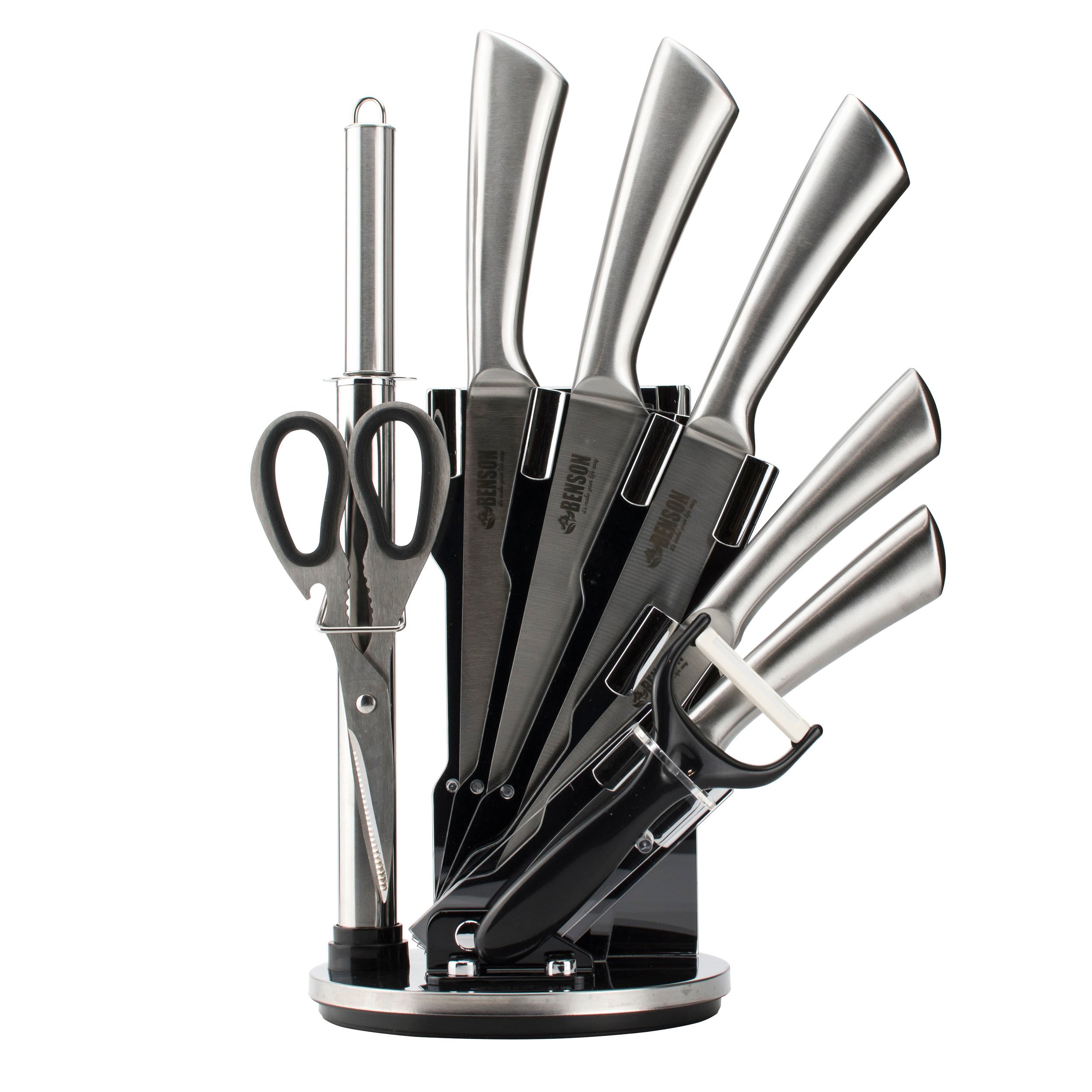 Набір кухонних ножів Benson BN-407 9 пр. з підставкою