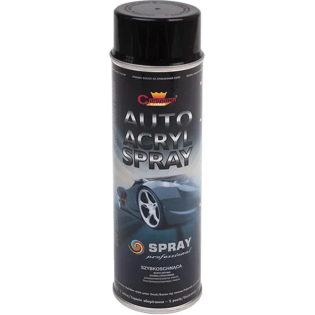 Эмаль акриловая универсальная Champion Auto Acryl 500 мл аэрозоль Черный глянец