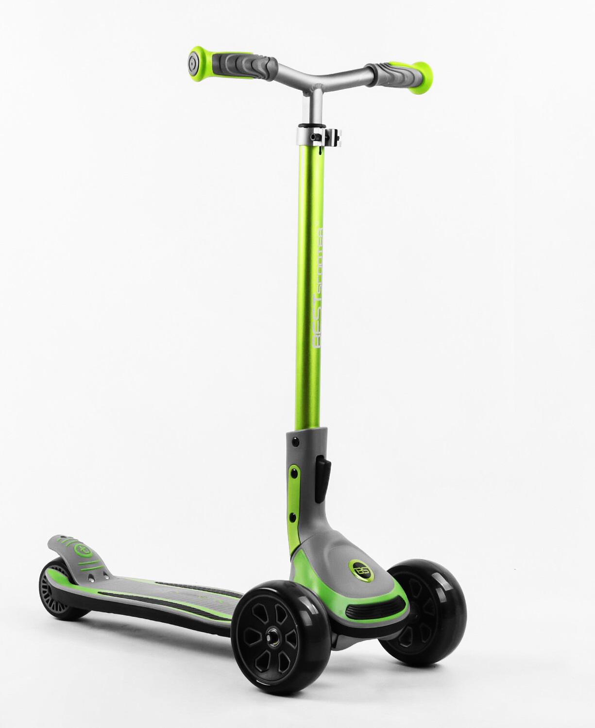 Самокат трехколесный Best Scooter Maxi складной колеса PU со светом Green/Grey (105880)