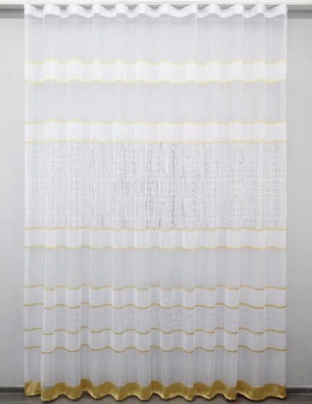 Тюль в спальню/гостиную жаккард Белый/Золотистый (1291т)