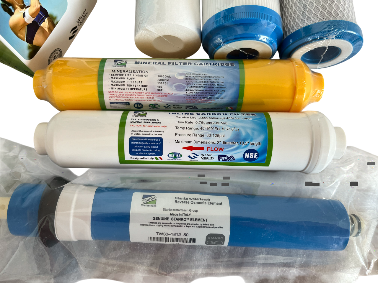 Комплект фільтрів для 6 ступінчастих систем зворотний осмос картриджі мембрана Stanko 1812-50 постфільтр мінералізатор - фото 3
