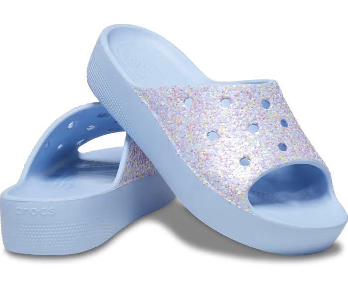 Слайди Crocs Classic Platform Glitter Slide р. 37-38 Blue Calcite/Multi (14906965)