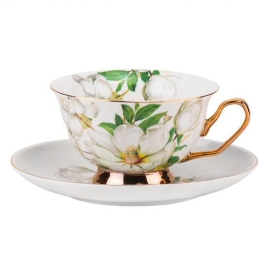 Кружка с блюдцем и ложкой Elisey Classic Grace керамическая 200 мл Белый с зеленым (135-81-9217-005.1) Кружка с блюдцем и ложкой Elisey Classic Grace керамическая 200 мл Белый с зеленым (135-81-9217-005.1)