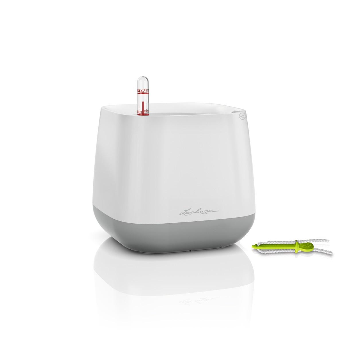 Умное кашпо Lechuza Yula квадратное 17x15 см Бело-серый