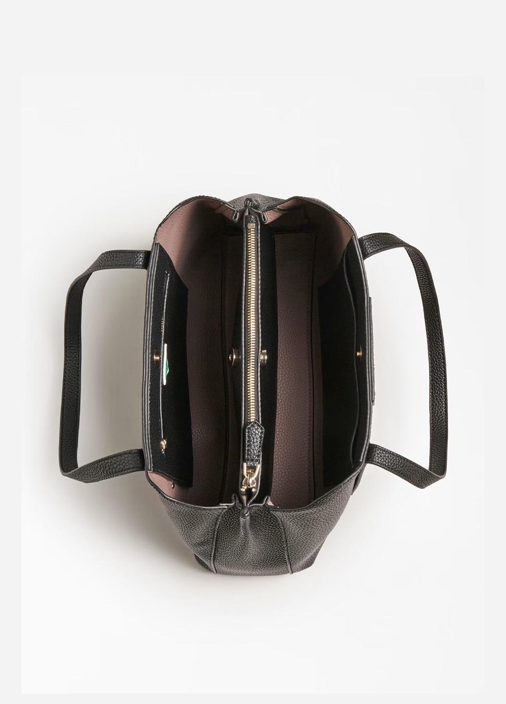 Сумка двухсторонняя сэтчел женская из эко кожи Guess ECO BRENTON GIRLFRIEND SATCHEL HWEVG839009-BLA Черный - фото 3