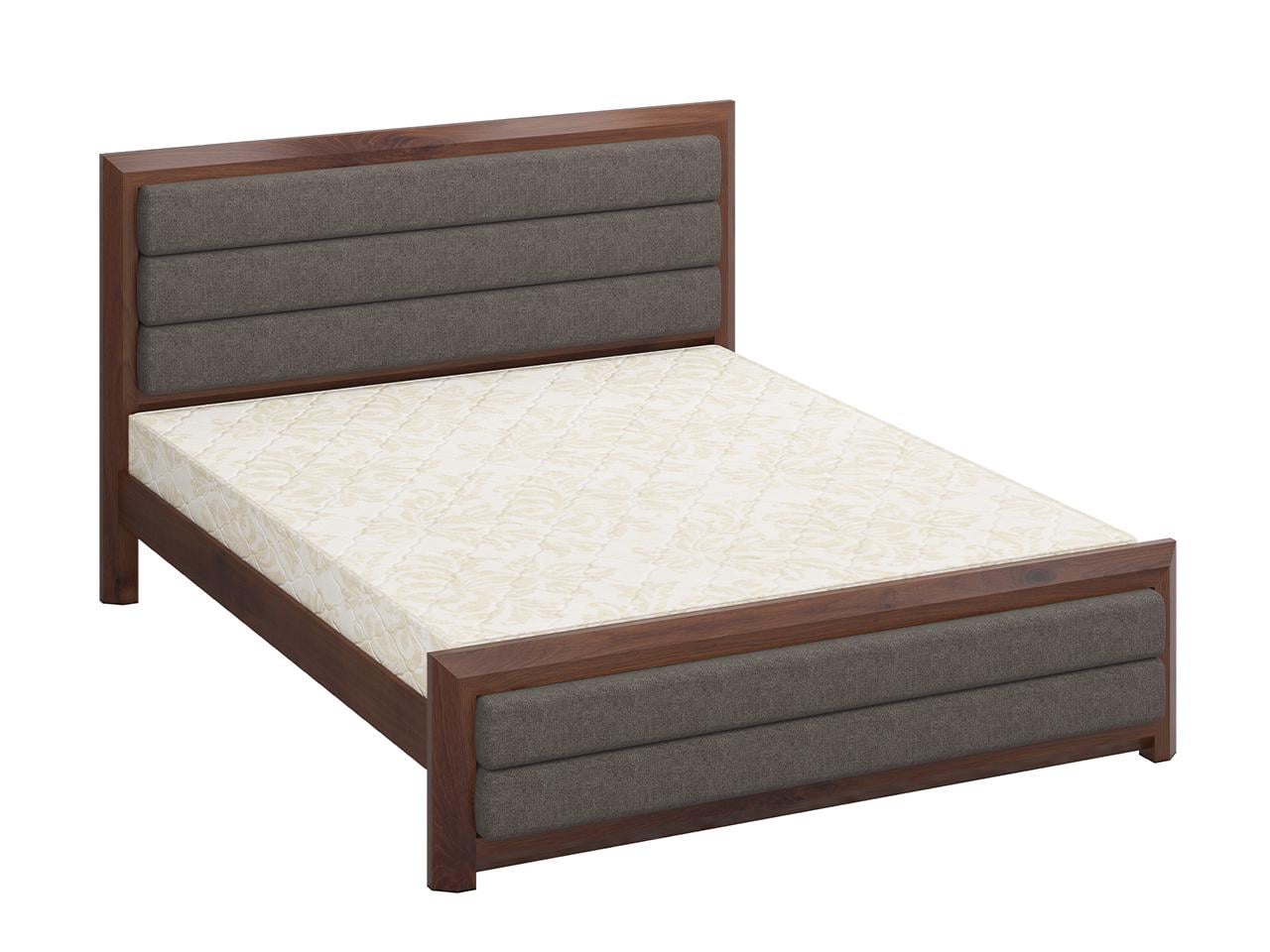 Кровать двуспальная MebiGrand Барселона Б5 с мягким изголовьем Аляска 97 180x200 см Орех лесной/Серый Кровать двуспальная MebiGrand Барселона Б5 с мягким изголовьем Аляска 97 180x200 см Орех лесной/Серый
