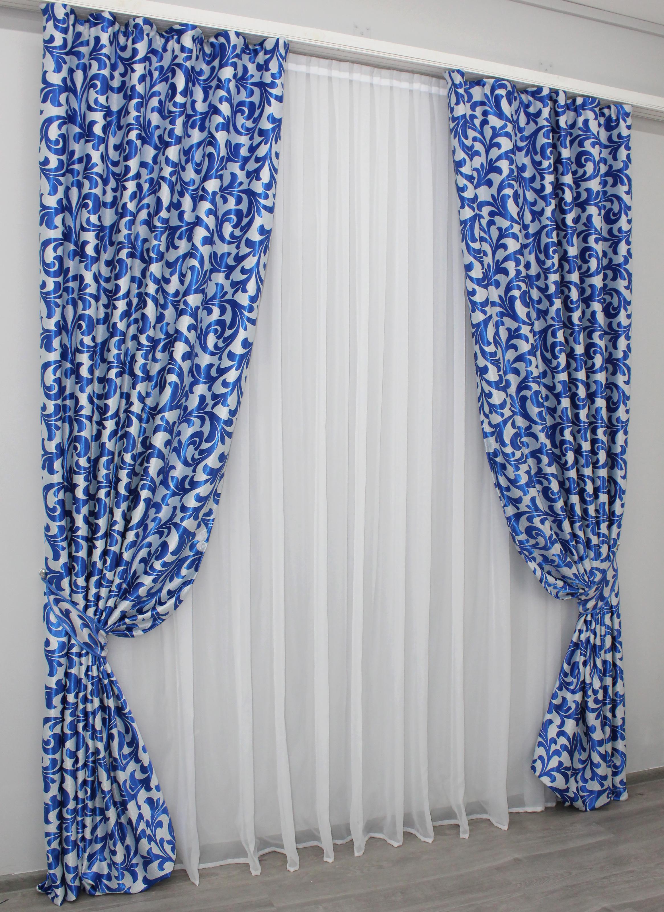 Комплект штор VR-Textil Вензель № 097ш Б блэкаут 150х280 см 2 шт. Синий (30-416)