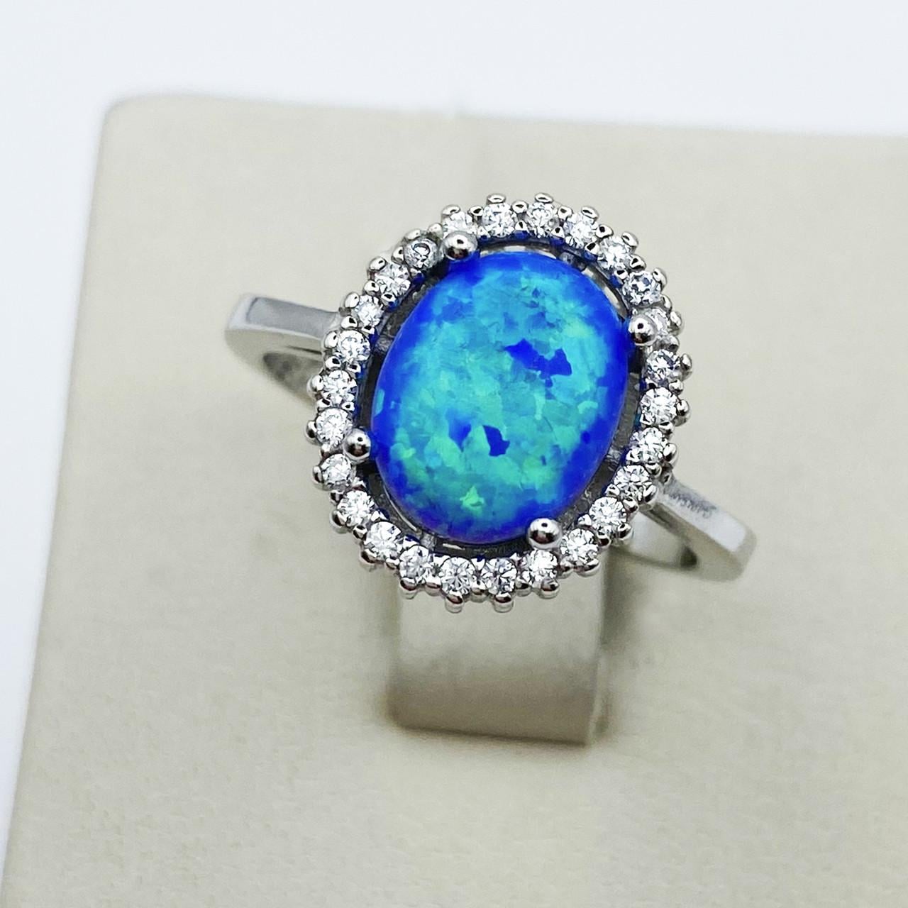 Кольцо серебряное с синим опалом р. 18 3,2 г (1913188966)