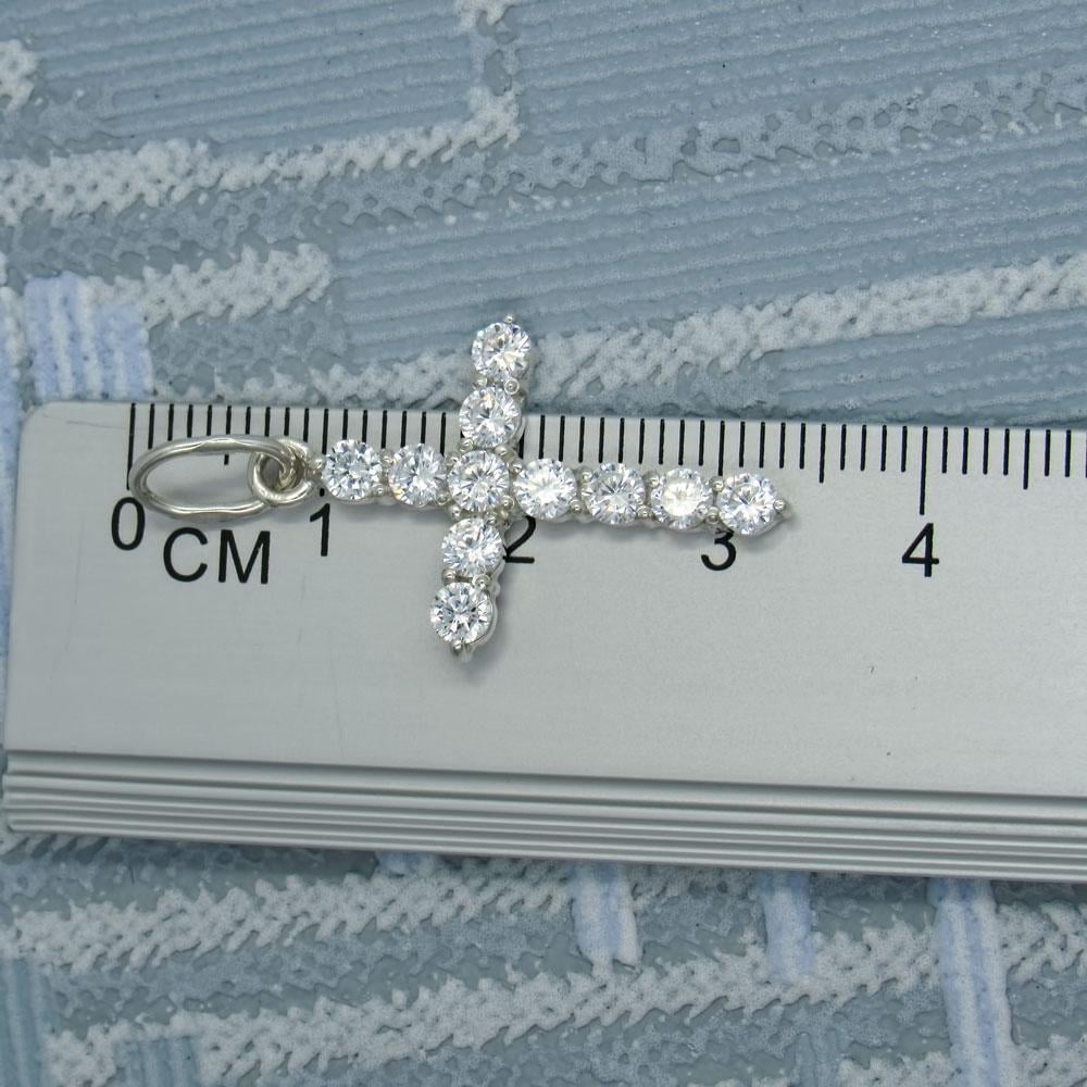 Срібний підвіс з фіанітами Хрестик у круглих камінцях (1136115764) - фото 3 Срібний підвіс з фіанітами Хрестик у круглих камінцях (1136115764) - фото 3