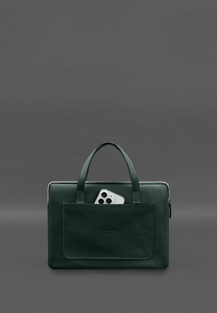 Чехол кожаный с ручками для ноутбука 13" Зеленый (A-028252) - фото 3 Чехол кожаный с ручками для ноутбука 13" Зеленый (A-028252) - фото 3