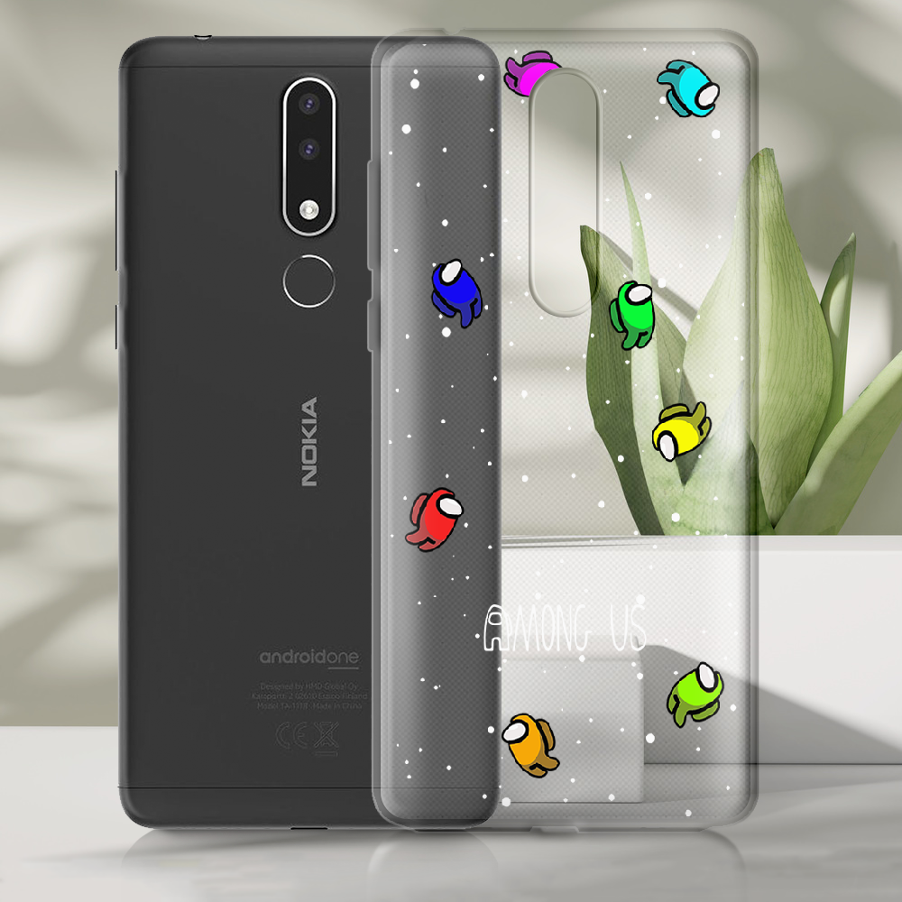 Чехол BoxFace Nokia 3.1 Plus Among Us Invisible Черный силикон со стеклом (36116-bk76-37737)