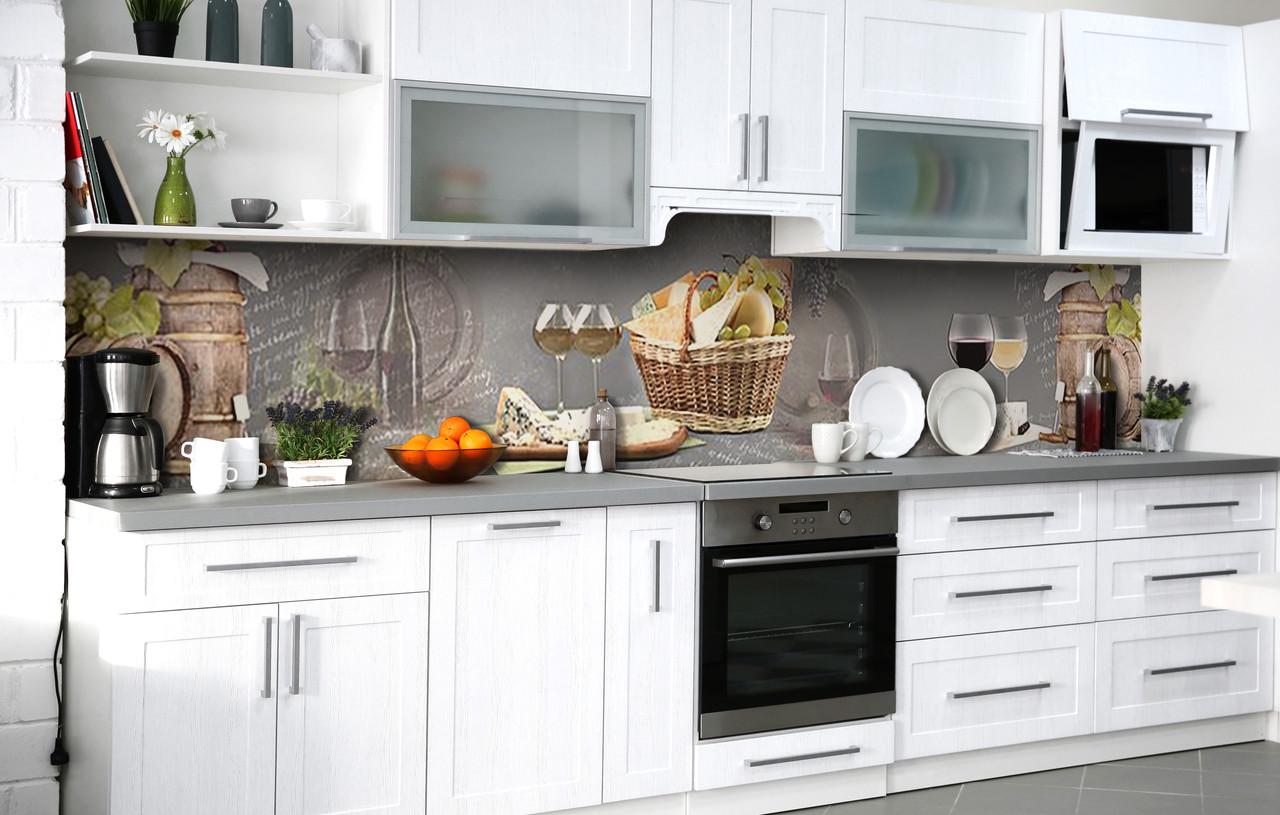 Кухонный фартук Сыры богемы виниловый самоклеющийся 60х250 см