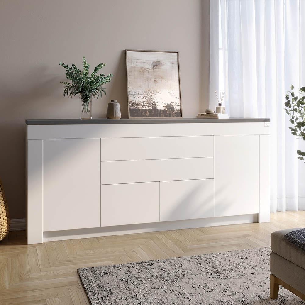 Комод большой Lion Ларри-2 Нимфея альба белый/Антрацит (Lion-041057) - фото 1 Комод большой Lion Ларри-2 Нимфея альба белый/Антрацит (Lion-041057) - фото 1