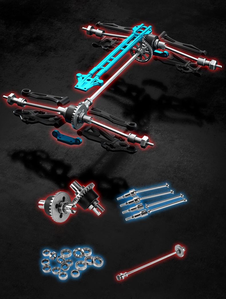 Радиоуправляемая машина Conquer RC WL Toys монстр-трак 4х4 70км/ч 1/16 Синий (16101PROZ) - фото 13