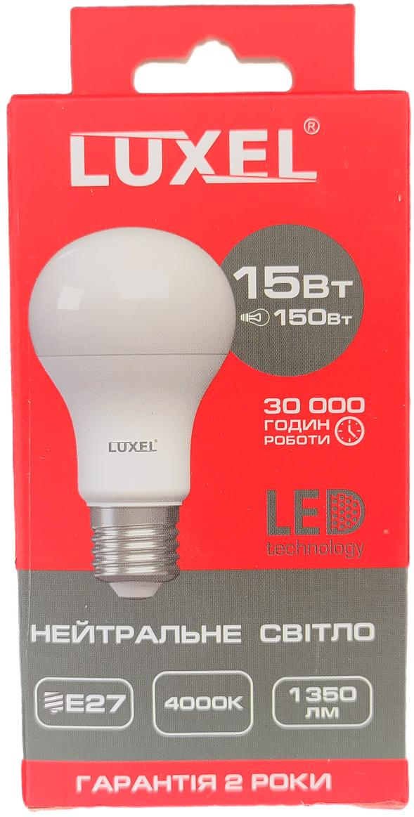 Светодиодная лампа LUXEL A60 E27 15W 220V 4000k (1971326285) - фото 2