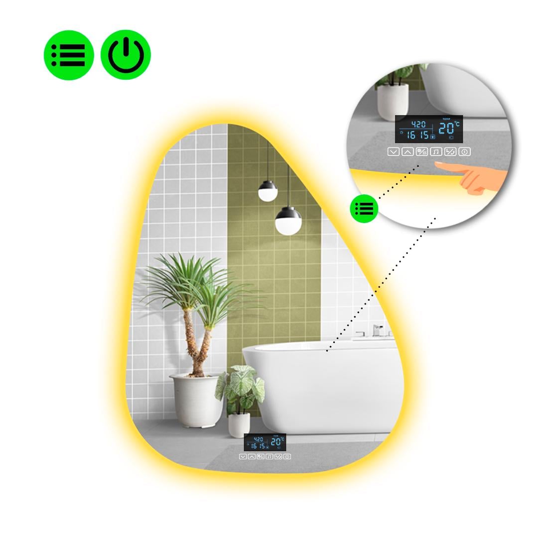 Зеркало с LED подсветкой Doccia 2 с Smart-блоком 120x96 см (8994540)