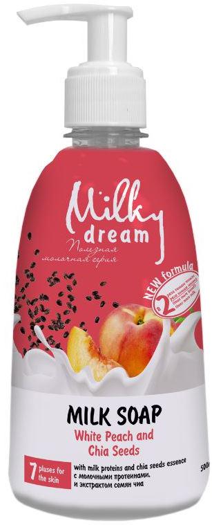 Крем-мило рідке Milky Dream білий Персик і насіння Чіа дозатор 500 мл