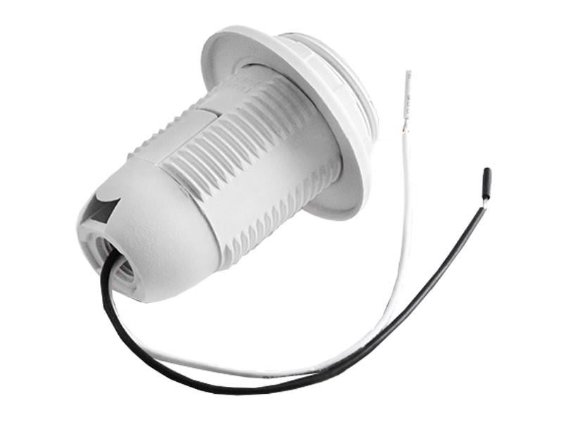 Патрон пластиковый Е-27 резьба и кольцо с проводом 25 см Белый (LM101)