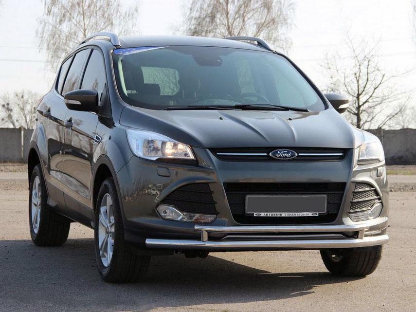 Передняя защита ST014 60/42 мм CAN для Ford Kuga/Escape 2013-2019 гг. нержавеющая сталь Хром