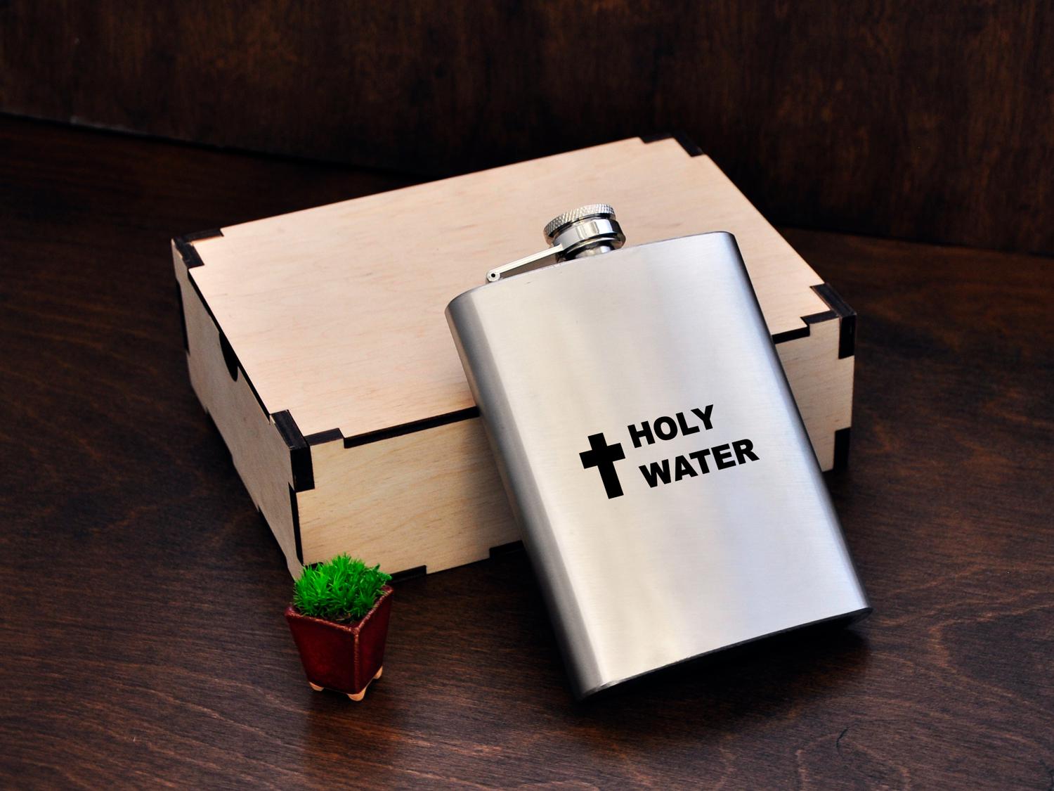 Фляга WoodPresentStudio Holy Water в дерев'яній коробці 240 мл Фляга WoodPresentStudio Holy Water в дерев'яній коробці 240 мл