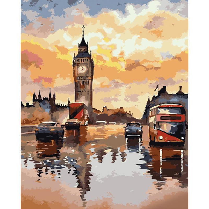 Картина по номерам Strateg Премиум Биг Бен после дождя 40x50 см (GS671)