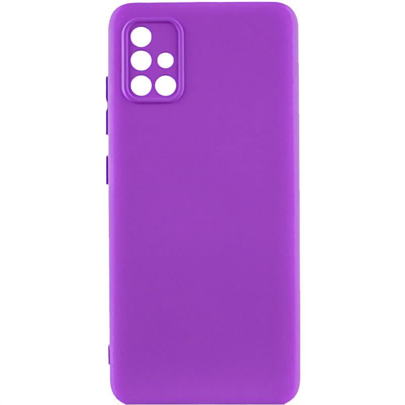 Противоударный чехол TPU GETMAN Liquid Silk Full Camera для Samsung Galaxy A51 Фиолетовый/Purple