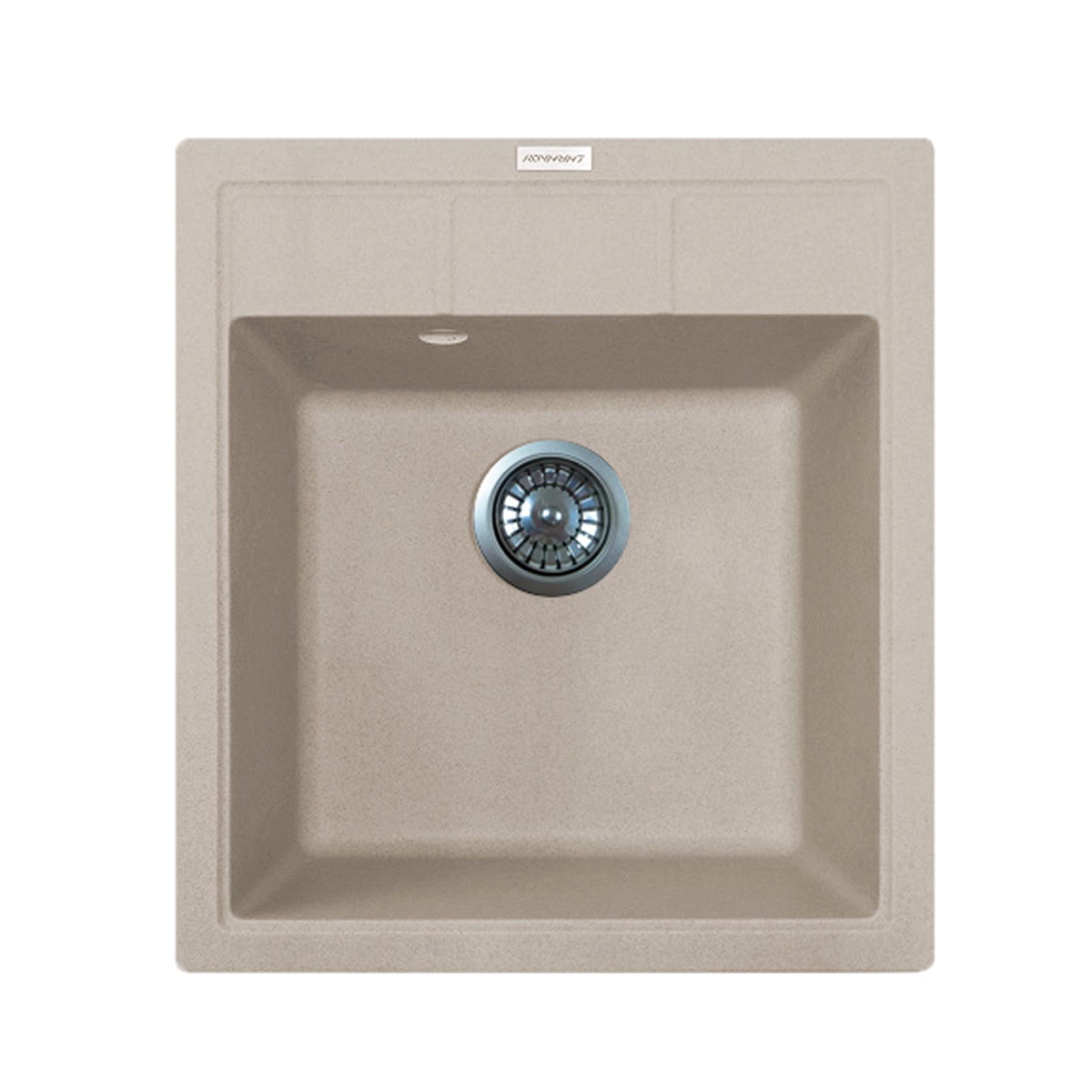 Мойка кухонная без крыла Adamant Brick 460x515x200 мм искусственный камень врезная Бежевый (4824296101206)