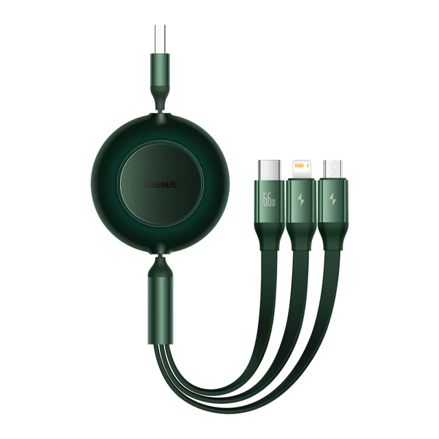 Кабель BASEUS CAMJ010106 Bright Mirror 2 Series 3в1 MicroUSB/Lightning/Type-C 66 W 1,1 м Green (575111)