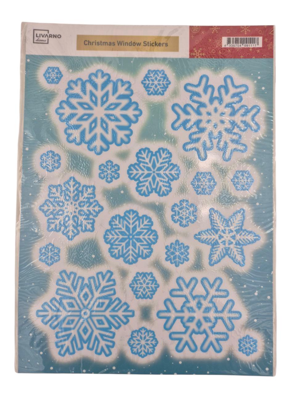 Новогодние наклейки на окна многоразовые Livarno Home Снежинки 20 шт. 38х30 см (P1-00293)