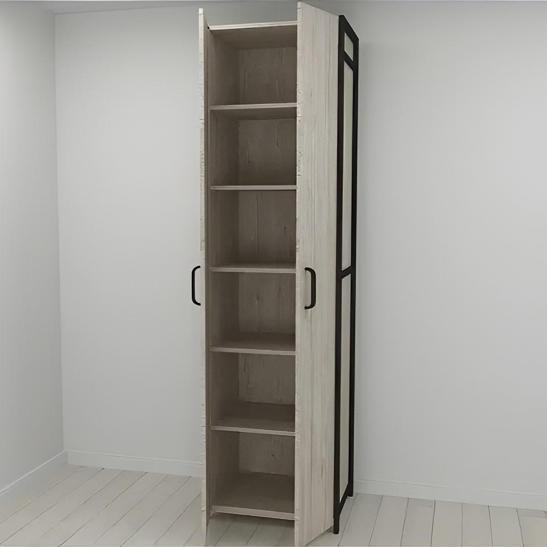 Шкаф-гардероб Ferrum-decor Коннект Уни секция 7 металл/ДСП 16 мм 220x60x50 см Черный/Белый (FRD-104559)