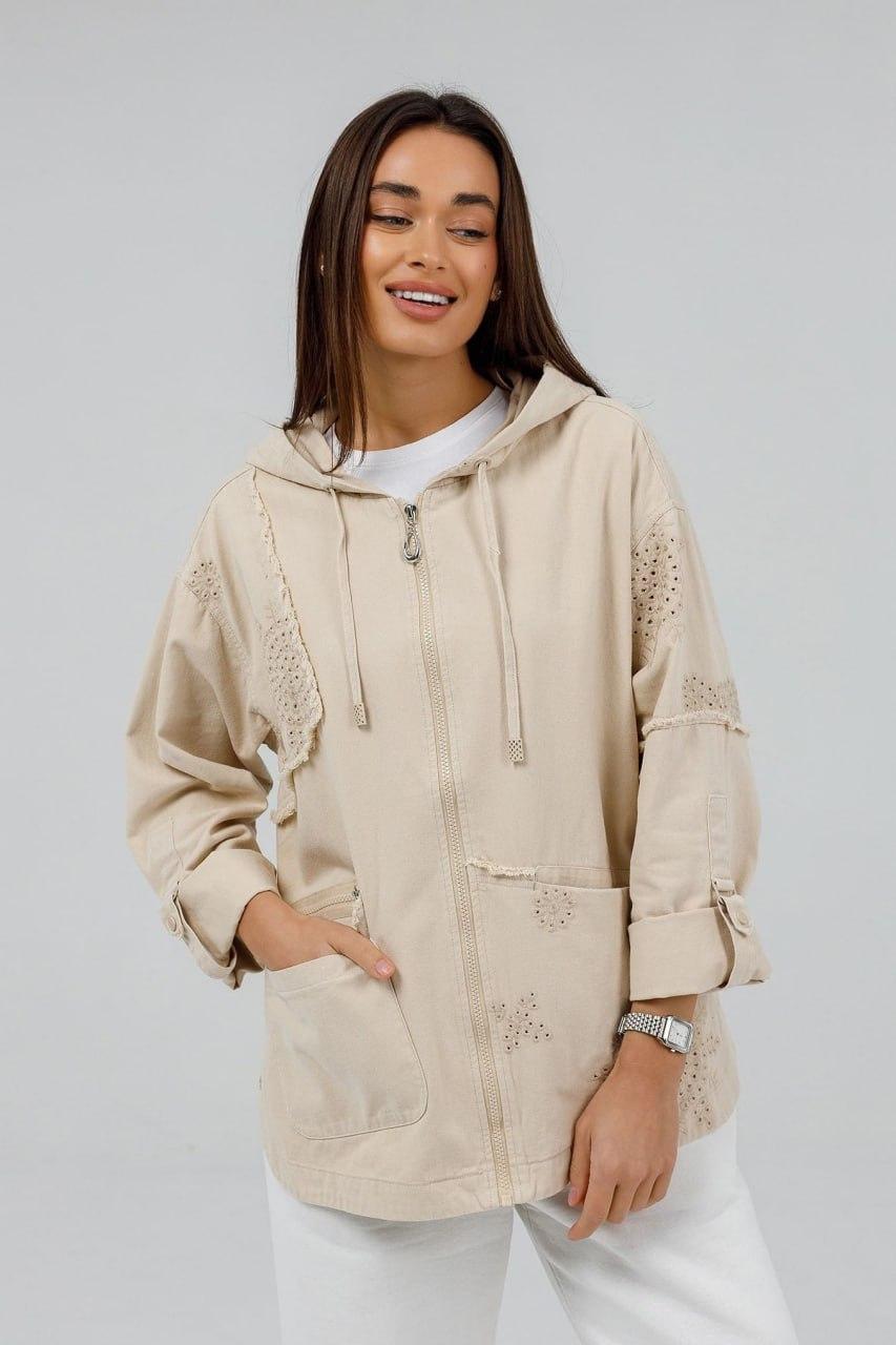Куртка-ветровка женская котоновая 5XL Бежевый (8611c/5XL)