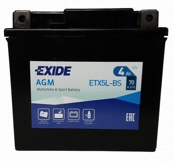 Аккумулятор для мотоцикла EXIDE AGM 4Ah 70A