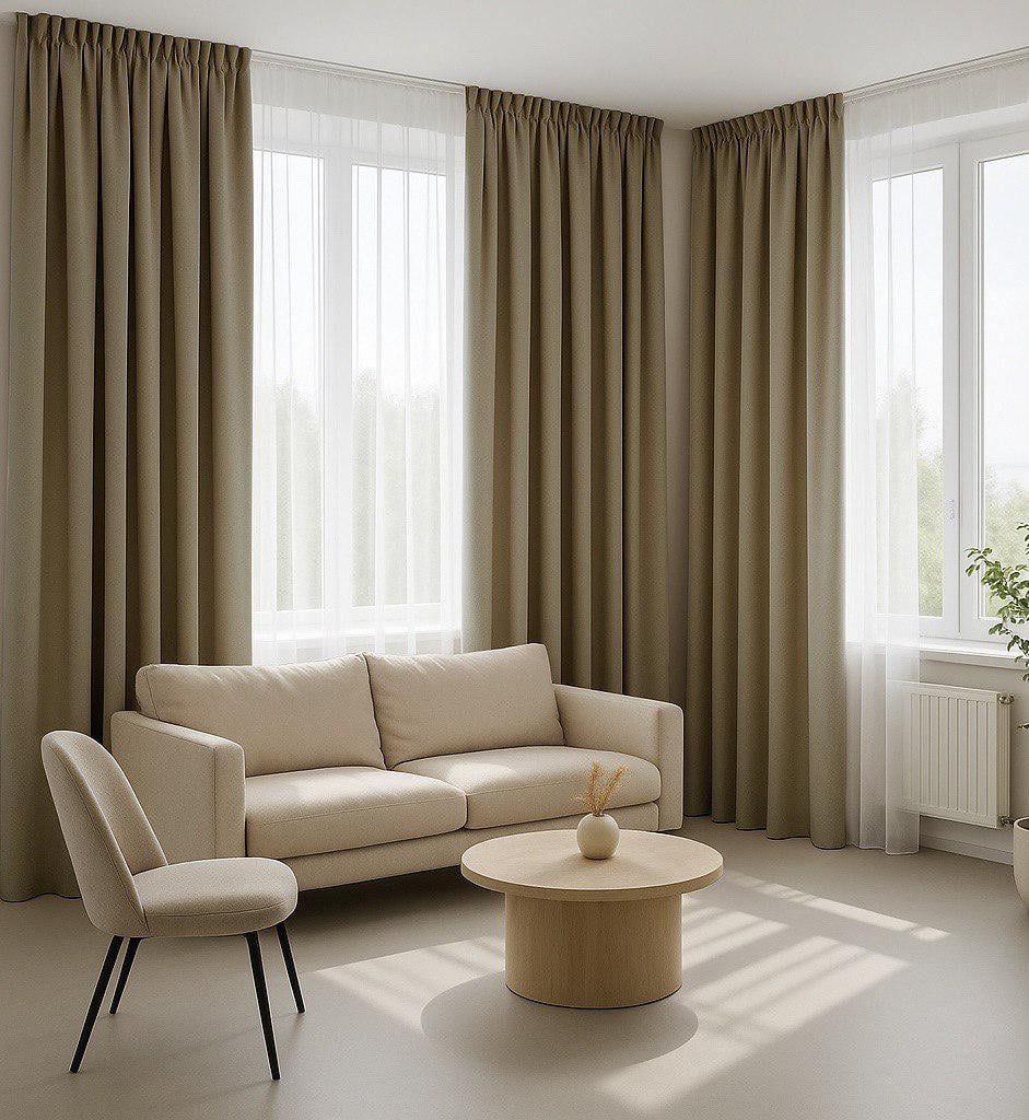 Комплект штор блекаут 2 шт. 150х275 см Темно-бежевий - фото 1 Комплект штор блекаут 2 шт. 150х275 см Темно-бежевий - фото 1