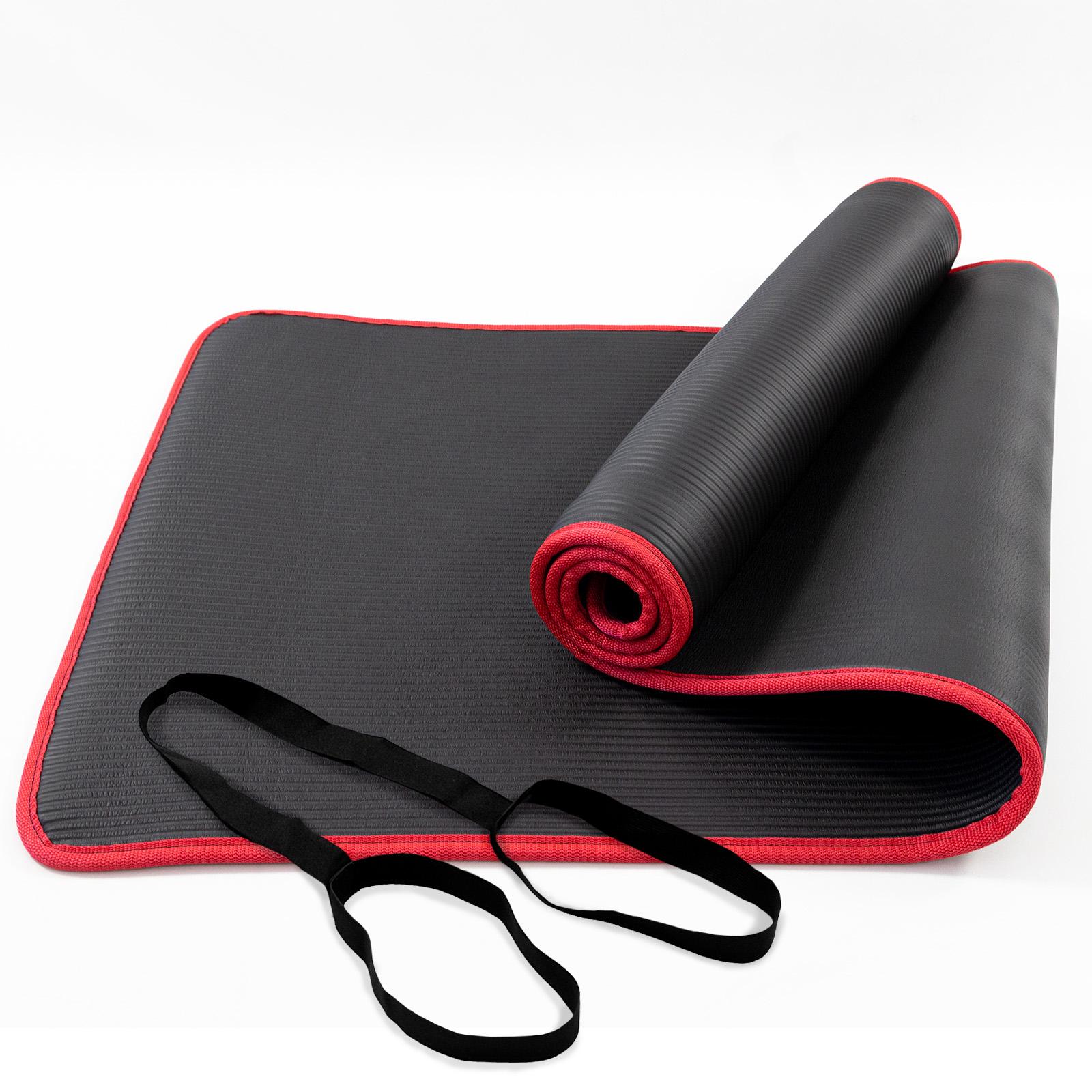 Коврик для йоги и фитнеса NBR Osport Mat Pro Plus 1 см Черно-красный (OF-0276)