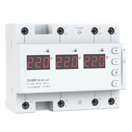 Реле напряжения ZUBR D6-63 Red (000210129)