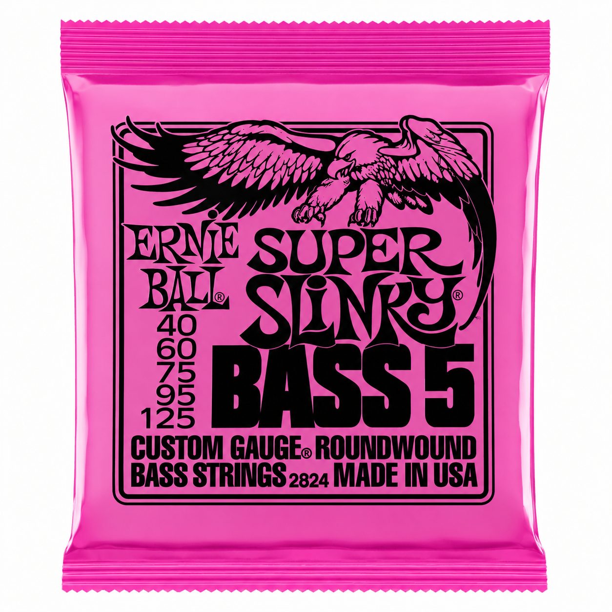Струны для бас-гитары Ernie Ball Super Slinky Bass 2824 40-125 никелированные 5-струнная бас-гитара (35983451)