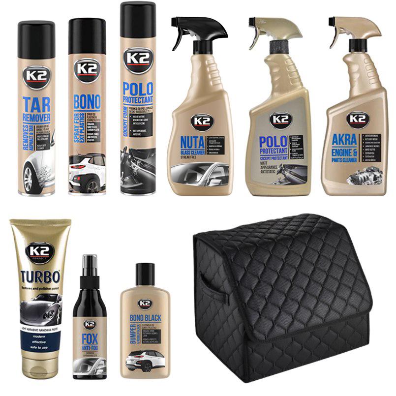 Базовый набор профессиональной автохимии K2 с органайзером (10 ед.)