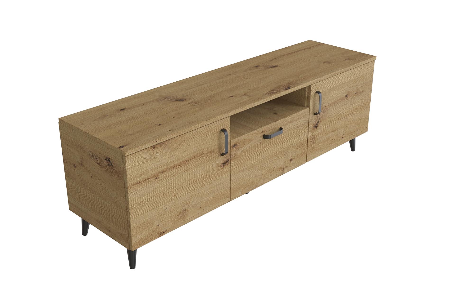 Тумба Ferrum-decor Лестер на конусных ножках металл/ДСП 16 мм 48x139x38 см Черный/Дуб Артизан (FRD-106808)