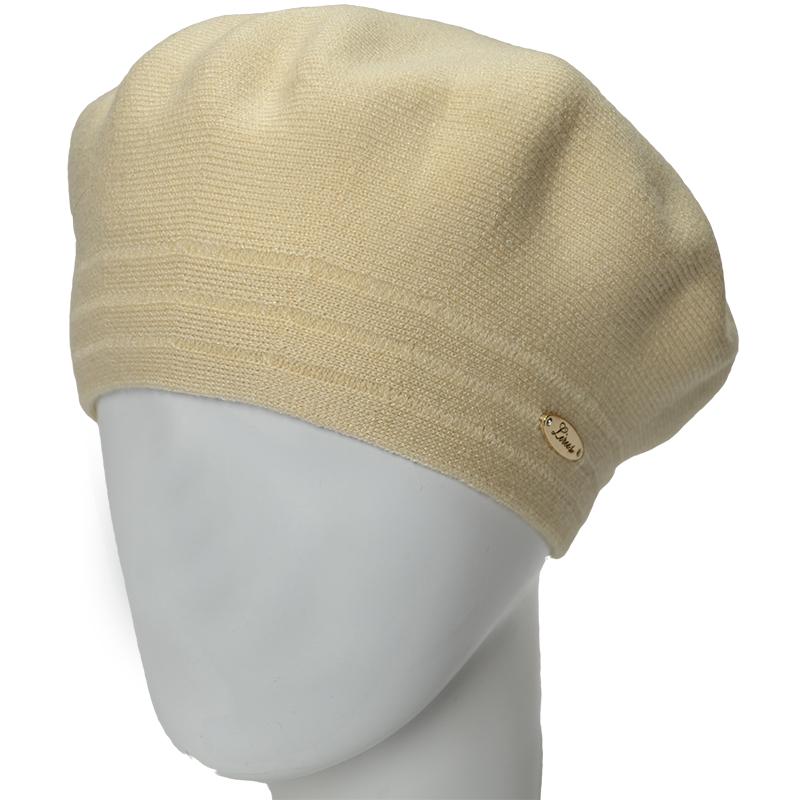 Берет женский Novita Шер из вискозной пряжи двойной L р. 57-58 Светло-бежевый (163839)