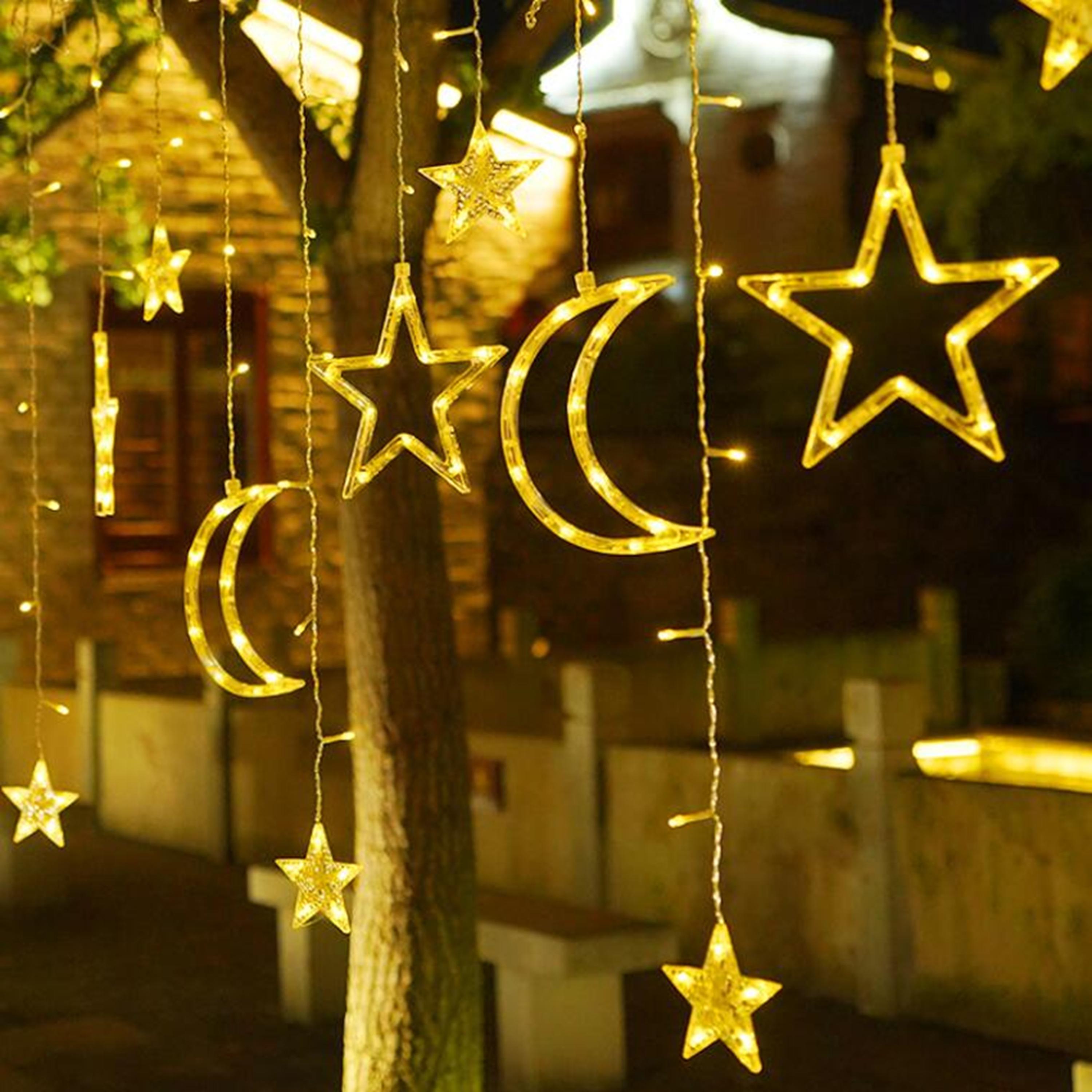Гірлянда-штора світлодіодна Зірка/Місяць Білий теплий (WLS-2313W) - фото 2