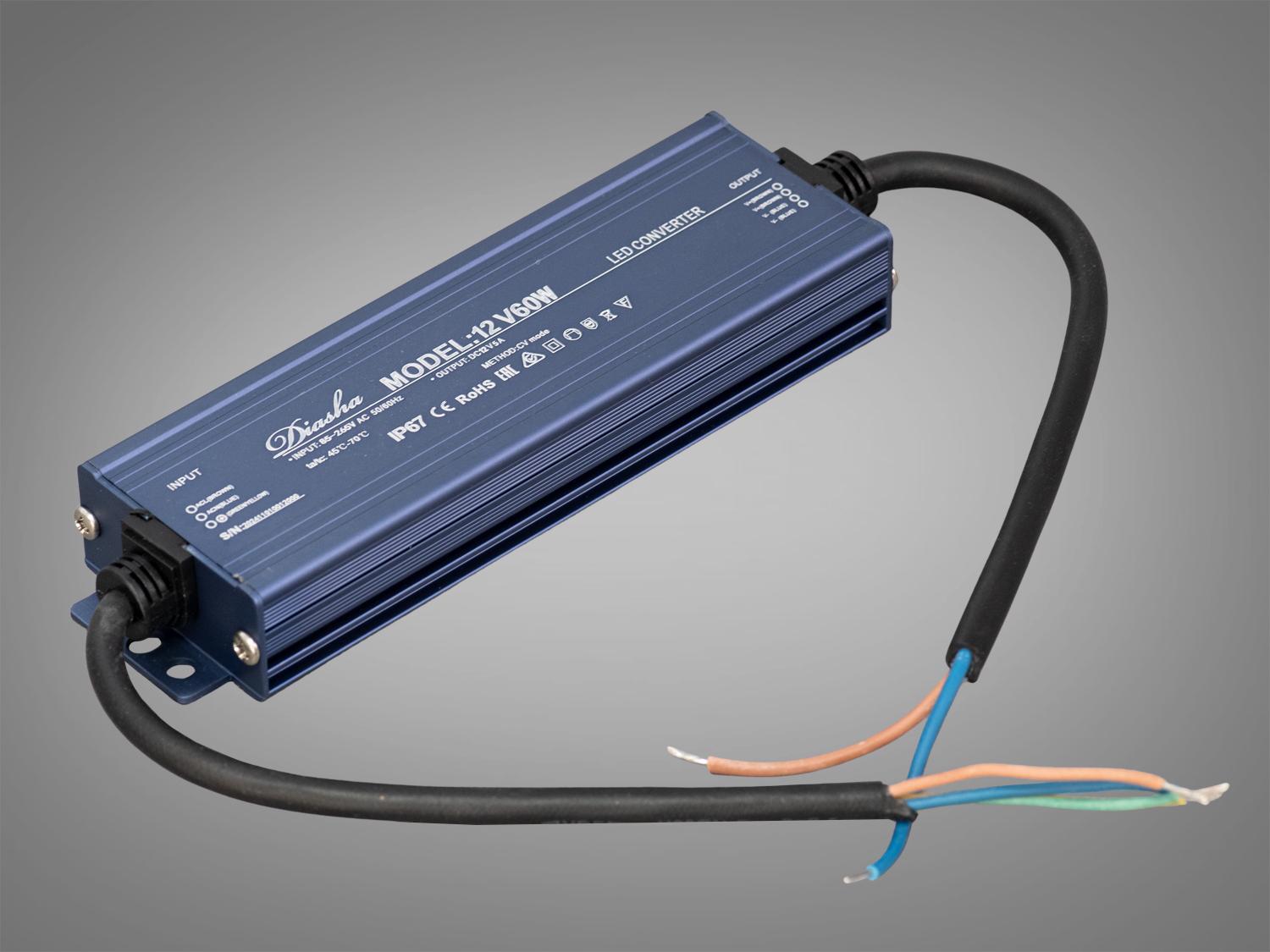 Блок живлення для підключення LED стрічки 12 В 60 Вт 5А (NP-12 В-60w-IP67)