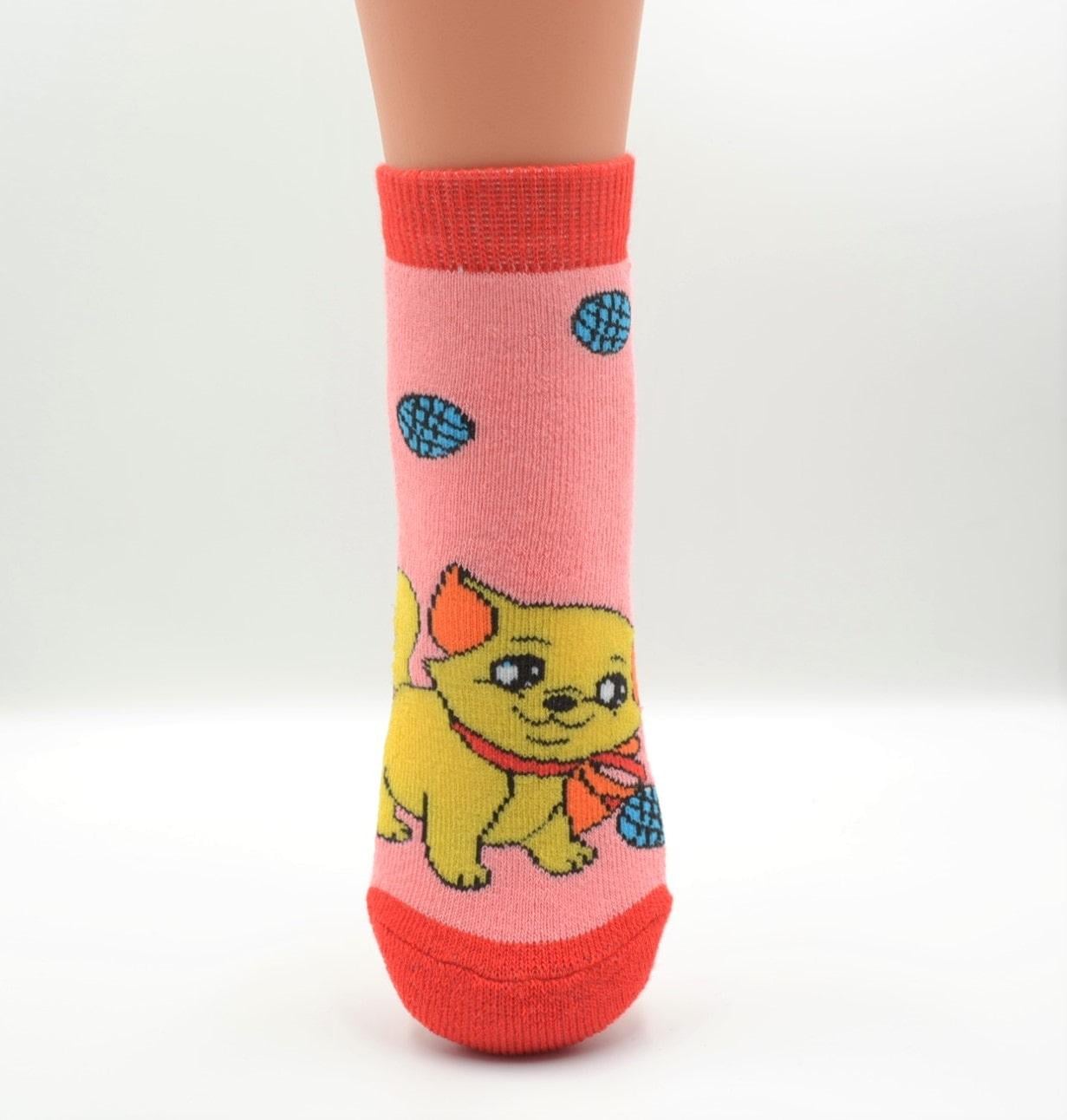 Носки детские махровые Милес 2101 Котик р. 12-14 Коралловый (72291)