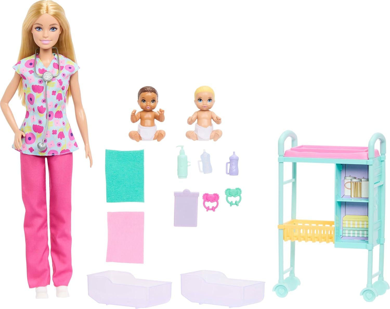 Кукла Барби врач педиатр с новорожденными детками Barbie Baby Doctor