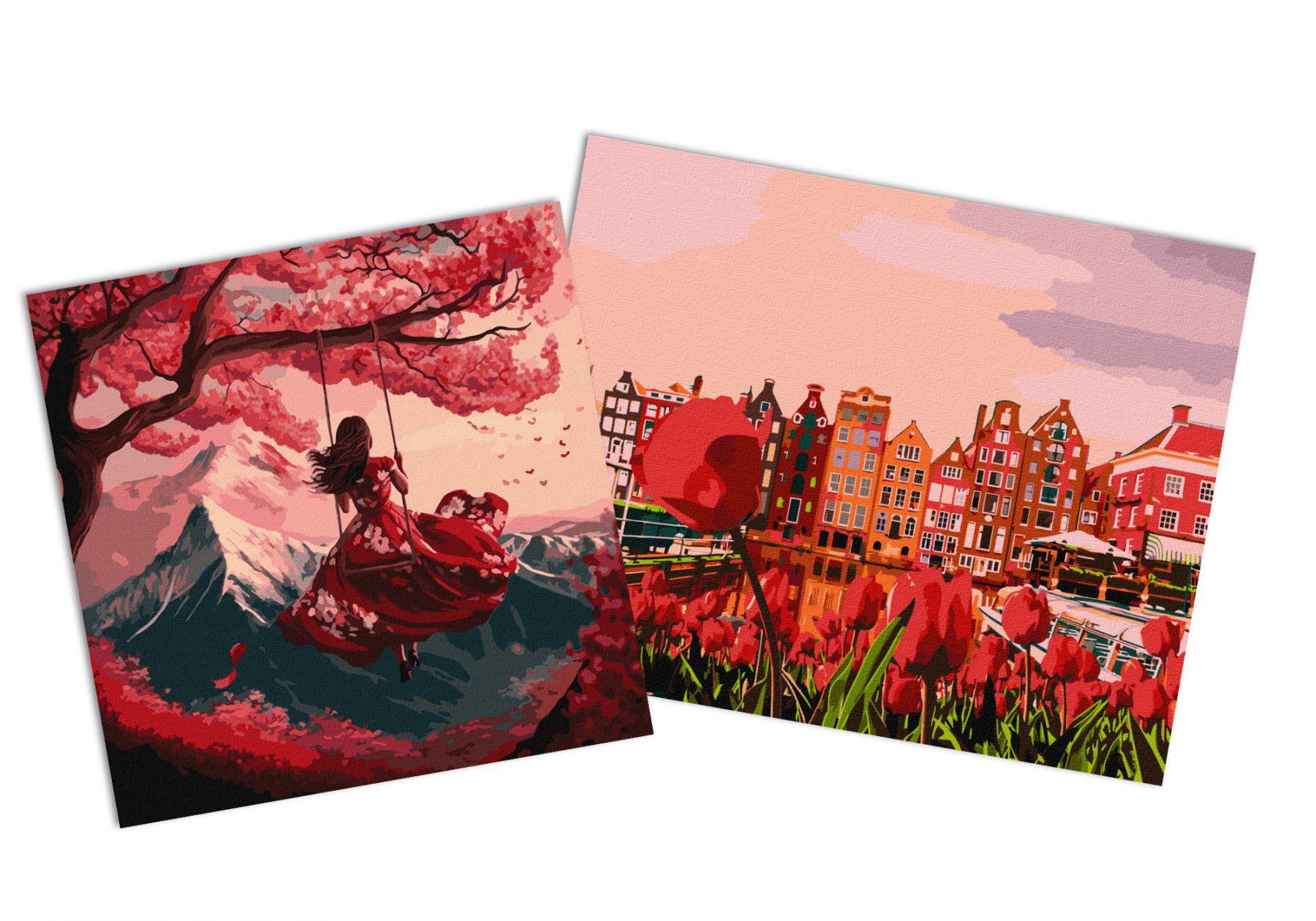 Набор картин по номерам Идейка 2в1 Вечерний Амстердам 40x50 см KHO2863 и Полет на качелях 40x40 см KHO5089 (CKHO6389)