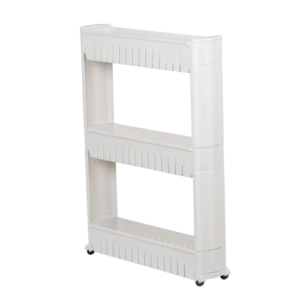 Полка-этажёрка напольная Ал-Пластик в ванную комнату на колесиках 3 яруса (379)